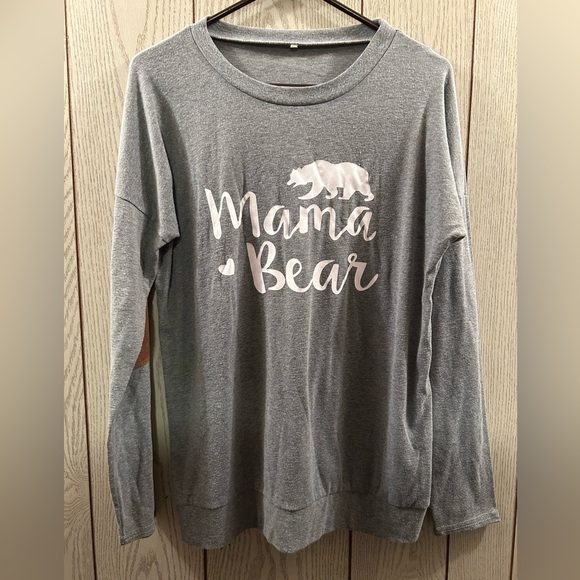 Mama Bear Gray Sweater Women’s Large + Elbow Patches - Picture 1 of 2